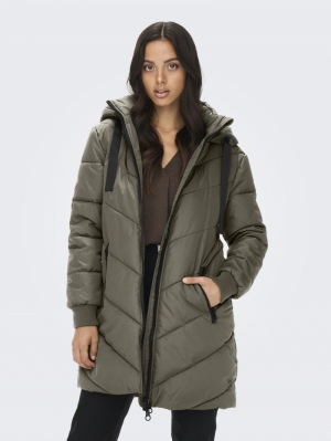 JDYSKYLAR PADDED HOOD JACKET O Vetiver/BLACK