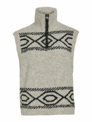 VIFINKA SL KNIT VEST Birch/BLACK