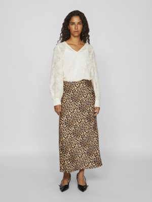 VIELLETTE HW MIDI AOP SKIRT - Caramel Café/LE