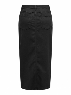 JDYLONDON HW LONG BUTTON SKIRT Black Denim