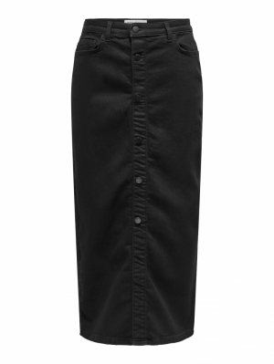 JDYLONDON HW LONG BUTTON SKIRT Black Denim