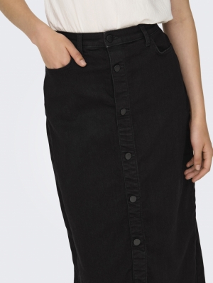 JDYLONDON HW LONG BUTTON SKIRT Black Denim