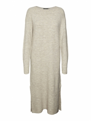 VMLEFILE LS BOATNECK CALF DRES Birch/W. MELANG