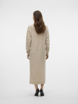 VMLEFILE LS BOATNECK CALF DRES Birch/W. MELANG