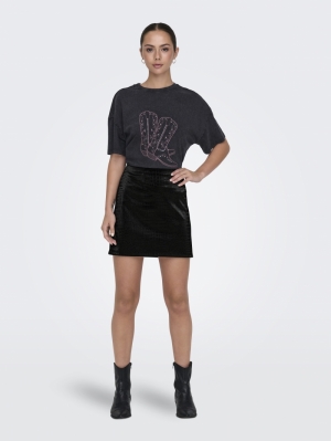 JDYALMA PU CROCO SKIRT WVN Black