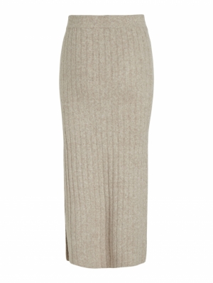 VIJANEY RIB KNIT SKIRT Natural Melange