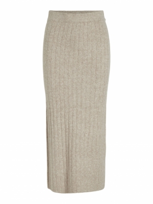 VIJANEY RIB KNIT SKIRT Natural Melange