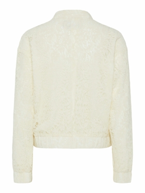 PCPOLLY LACE BOMBER JACKET Cloud Dancer