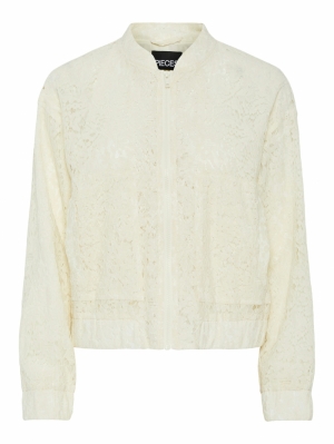 PCPOLLY LACE BOMBER JACKET Cloud Dancer