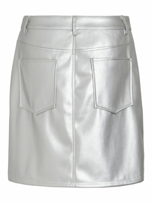 VIPEN COATED HW SHORT SKIRT Silver Colour