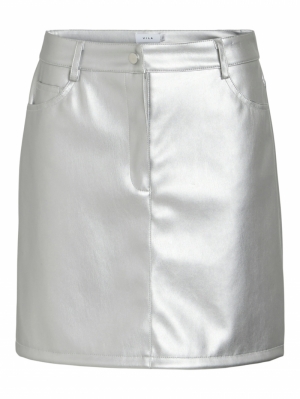 VIPEN COATED HW SHORT SKIRT Silver Colour