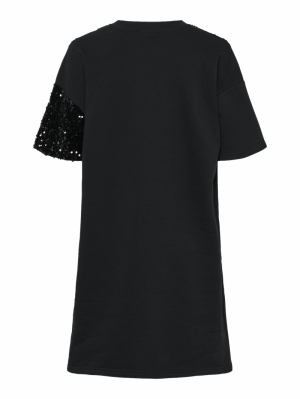 PCNANCY SS SWEAT DRESS BC Black/TONE IN T