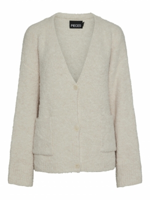 PCNORI LS V-NECK KNIT CARDIGAN Birch/Egret