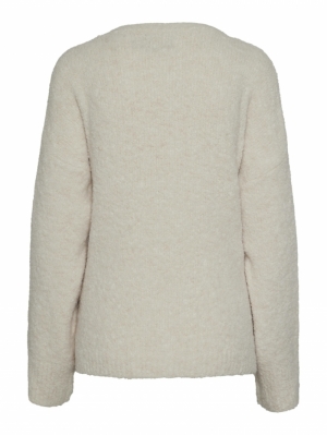 PCNORI LS V-NECK KNIT CARDIGAN Birch/Egret