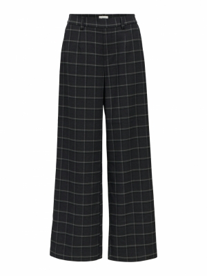 OBJLISA WIDE PANT AOP NOOS Dark Grey Melan