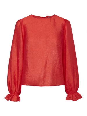 PCOLINA LS REVERSIBLE TOP WVN High Risk Red