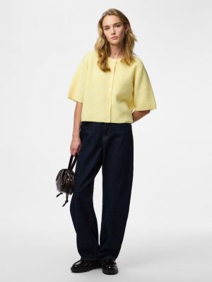 PCSILLY SS O-NECK KNIT CARDIGA Pale Banana/MEL