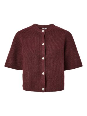PCSILLY SS O-NECK KNIT CARDIGA Tawny Port/MELA