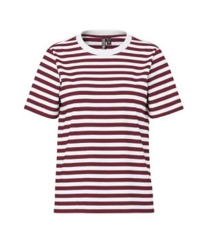 PCRIA SS TEE STRIPES JRS NOOS Tawny Port/BRIG