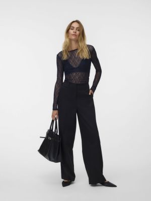 AWTESSY LS O-NECK LACE TOP NOO Night Sky