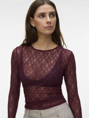 AWTESSY LS O-NECK LACE TOP NOO Catawba Grape