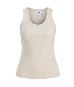 JXFRIDA SL U-NECK TOP JRS NOOS Oatmeal/Melange