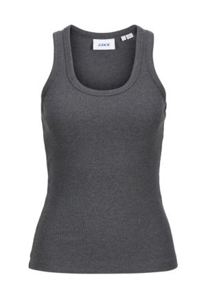 JXFRIDA SL U-NECK TOP JRS NOOS Dark Grey Melan