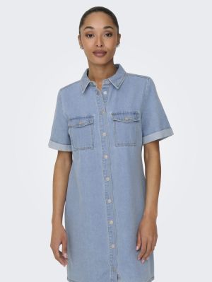 JDYESMEE SS BUTTON DRESS DNM Light Blue Deni