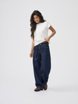 ONLGIANNA MW STRAIGHT DNM DOT6 Dark Blue Denim