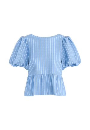 HDPAVLOVA VOLUME SLEEVE TOP Blue Frost