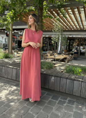 set: top + skirt terracotta/roze