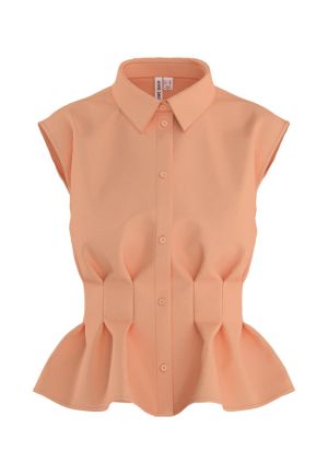 HDUNDINE SL PLEATED SHIRT Coral Sands