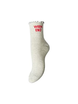 PCMAY ANKLE SOCKS Light Grey Mela