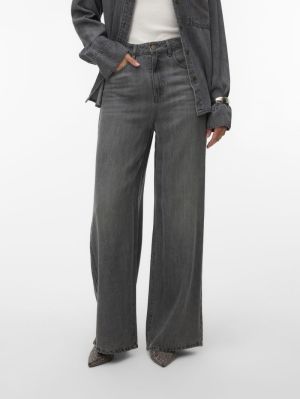 AWELINA HR WIDE JEANS MIX Medium Grey Den