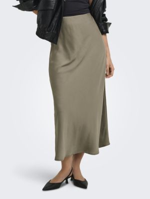 ONLCHIGO ANKEL SATIN SKIRT WVN Walnut