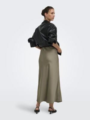 ONLCHIGO ANKEL SATIN SKIRT WVN Walnut