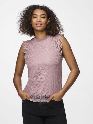 PCOLLINE SL LACE TOP WVN NOOS Woodrose