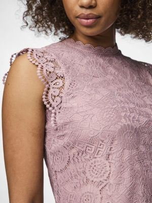 PCOLLINE SL LACE TOP WVN NOOS Woodrose