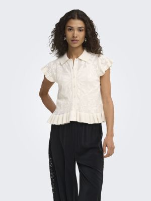 ONLELLA SS STRUCT BUTTON CARDI Ecru/FMOP