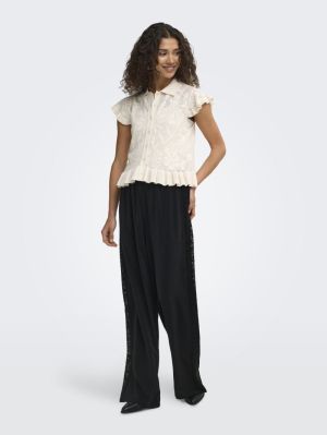 ONLELLA SS STRUCT BUTTON CARDI Ecru/FMOP