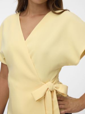 VMSONJA SS V-NECK BOW TIE TOP Pale Banana