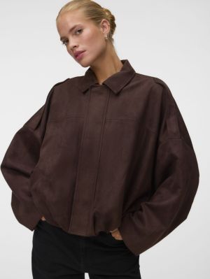 VMHAZEL LS FAUX SUEDE BOMBER J Seal Brown