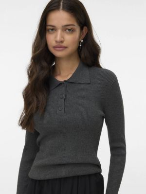 VMSILJERIB LS POLONECK PULLOVE Dark Grey Melan