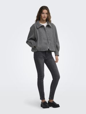 ONLASTA HIGH COLLAR BOMBER JAC Dark Grey Melan