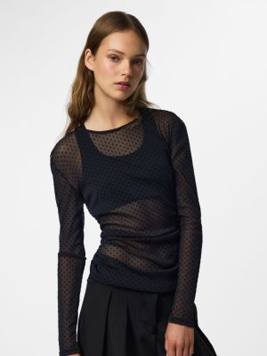 PCBOBO LS MESH ROUCHING TOP JR Black/TINY BLAC