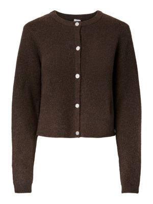 PCSILLY LS O-NECK KNIT CARDIGA Hot Fudge/MELAN