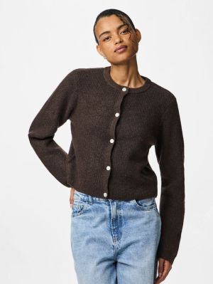 PCSILLY LS O-NECK KNIT CARDIGA Hot Fudge/MELAN