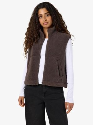 NMMASEY SHORT TEDDY VEST NOOS Chocolate Brown