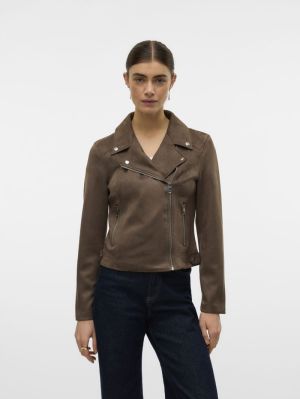 VMJOSE SHORT FAUX SUEDE JACKET Chocolate Chip