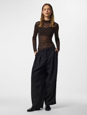 PCJESHI LS HIGH NECK TOP JRS B Hot Fudge/Dots